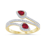 .68ct G SI 14K Yellow Gold Diamond & Ruby Gemstone Wrap Around Ring Size 6.5