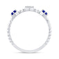 .26ct G SI 14K White Gold Diamond & Blue Sapphire Gemstone Beaded Ring Band Size 6.5