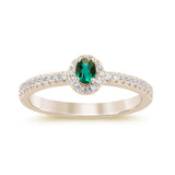 .34ct G SI 14K Yellow Gold Diamond & Emerald Gemstone Ring Size 6.5