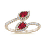 <span style="color:purple">¡ESPECIAL!</span>.66ct G SI Anillo Envolvente de Oro Amarillo de 14K con Diamante y Rubí Talla 6.5