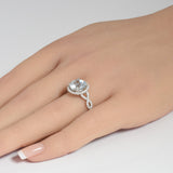 2.74ct G SI 14K White Gold Diamond & Round Shape Aquamarine Gemstone Ring Size 6.5