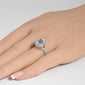 <span style="color:purple">SPECIAL!</span>4.30ct G SI 14K White Gold Diamond & Cushion Shape Aquamarine Gemstone Ring Size 6.5