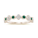 <span style="color:purple">¡ESPECIAL!</span> Anillo con diamantes y esmeraldas de oro amarillo de 14 quilates de 0.33 ct G SI Talla 6.5