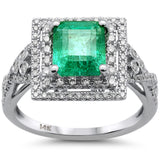 <span style="color:purple">SPECIAL!</span> 2.81ct G SI 14K White Gold Diamond & Emerald Gemstone Ring Size 6.5