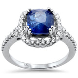 <span style="color:purple">SPECIAL!</span> 4.10ct G SI 14K White Gold Diamond & Blue Sapphire Gemstone Ring  Size 6.5