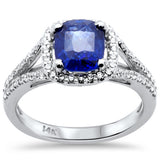 2.79ct G SI 14K White Gold Diamond & Blue Sapphire Gemstone Ring Size 6.5