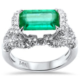 <span style="color:purple">SPECIAL!</span> 3.47ct G SI 14K White Gold Diamond & Emerald Gemstone Ring Size 6.5