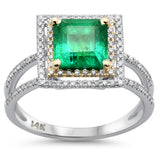 2.27ct G SI 14K White & Yellow Gold Diamond & Emerald Gemstone Ring  Size 6.5