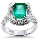 4.27ct G SI 14K White Gold Diamond & Emerald Gemstone Ring  Size 6.5