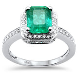 <span style="color:purple">SPECIAL!</span> 2.52ct G SI 14K White Gold Diamond & Emerald Gemstone Ring Size 6.5