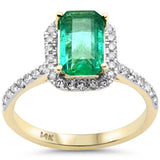 <span style="color:purple">SPECIAL!</span> 1.94ct G SI 14K Yellow Gold Diamond & Emerald Gemstone Ring Size 6.5