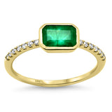 .86ct G SI 14K Yellow Gold Diamond & Emerald Gemstone Ring Size 6.5