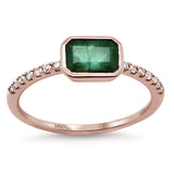 <span style="color:purple">SPECIAL!</span> 1.13ct G SI 14K Rose Gold Diamond & Emerald Gemstone Ring Size 6.5