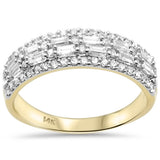 1.05ct G SI 14K Yellow Gold Men's Round & Baguette Diamond Band Ring Size 10