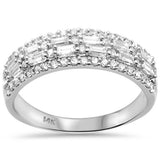<span style="color:purple">¡ESPECIAL!</span>Anillo de banda con diamantes redondos y baguette de oro blanco de 14K para hombre de 1,03 ct G SI, talla 10