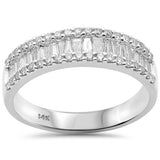 <span style="color:purple">SPECIAL!</span>1.05ct G SI 14K White Gold Round & Baguette Diamond Band Ring Size 6.5