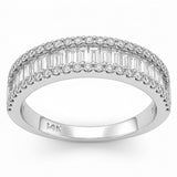 1.58ct G SI 14K White Gold Men's Round & Baguette Diamond Band Ring Size 10