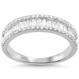 1.24ct G SI 14K White Gold Men's Round & Baguette Diamond Band Ring Size 10