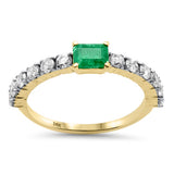 <span style="color:purple">SPECIAL!</span>1.07ct G SI 14K Yellow Gold Diamond & Natural Emerald Gemstone Ring Size 6.5