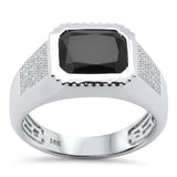 <span style="color:purple">¡ESPECIAL!</span>Anillo de banda para hombre de oro blanco de 14K con diamante y ónix negro de 3.96ct G SI, talla 10