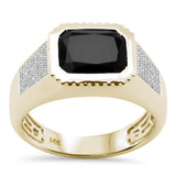 4.03ct G SI 14K Yellow Gold Diamond & Black Onyx Gemstone Men's Band Ring Size 10