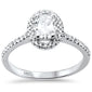 <span style="color:purple">SPECIAL!</span> .88ct G SI 14K White Gold Oval Diamond Solitaire Halo Engagement Ring Size 6.5
