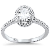.88ct G SI 14K White Gold Oval Diamond Solitaire Halo Engagement Ring Size 6.5