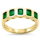 1.18ct G SI 14K Yellow Gold 5 Natural Emerald Gemstone Band Ring Size 6.5