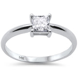 .50ct G SI 14K White Gold Princess Cut Diamond Solitaire Engagement Ring Size 7