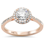 <span style="color:purple">SPECIAL!</span> 1.29ct G SI 14K Rose Gold Round Diamond Halo Engagement Ring Size 6.5