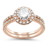 1.52ct G SI 14K Rose Gold Round Diamond Halo Engagement Ring Size 6.5