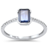 <span style="color:purple">SPECIAL!</span> 1.00ct G SI 14K White Gold Diamond & Blue Sapphire Gemstone Ring Size 6.5