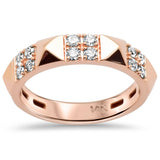 <span style="color:purple">SPECIAL!</span>.36ct G SI 14K Rose Gold Diamond Spike Studded Band Ring Size 6.5