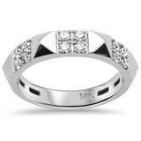 <span style="color:purple">SPECIAL!</span>.37ct G SI 14K White Gold Diamond Spike Studded Band Ring Size 6.5