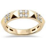 <span style="color:purple">SPECIAL!</span>.36ct G SI 14K Yellow Gold Diamond Spike Studded Band Ring Size 6.5