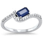 <span style="color:purple">SPECIAL!</span>.74ct G SI 14K White Gold Diamond & Blue Sapphire Gemstone Ring Size 6.5