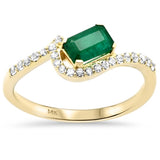 .81ct G SI 14K Yellow Gold Diamond & Emerald Gemstone Ring Size 6.5