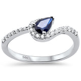 <span style="color:purple">¡ESPECIAL!</span>.59 ct G SI Diamante de oro blanco de 14K y anillo de zafiro azul talla 6.5