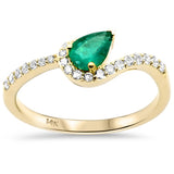 <span style="color:purple">SPECIAL!</span>.58ct G SI 14K Yellow Gold Diamond & Emerald Gemstone Ring Size 6.5