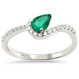 .52ct G SI 14K White Gold Diamond & Emerald Gemstone Ring Size 6.5