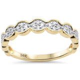 <span style="color:purple">SPECIAL!</span> .15ct G SI 14K Yellow Gold Scallop Design Diamond Band Ring Size 6.5