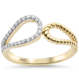 .16ct G SI 14K Yellow Gold Modern Twisted Design Diamond Band Ring Size 6.5