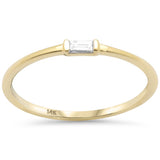 .05ct G SI 14K Yellow Gold Baguette Diamond Accent Band Ring Size 6.5