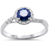 <span style="color:purple">SPECIAL!</span>1.1ct G SI 14K White Gold  Diamond & Blue Sapphire Gemstone Ring Size 6.5