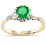 <span style="color:purple">SPECIAL!</span>.89ct G SI 14K Yellow Gold Diamond & Emerald Gemstone Ring Size 6.5