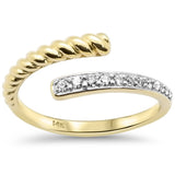 <span style="color:purple">SPECIAL!</span> .16ct G SI 14K Yellow Gold Open Twisted Design Round Diamond Ring Size 6.5
