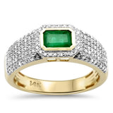 <span style="color:purple">¡ESPECIAL!</span>Anillo de oro amarillo de 14K con diamante y esmeralda de 1.85ct G SI, talla 6.5