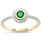 <span style="color:purple">SPECIAL!</span>.43ct G SI 14K Yellow Gold Round Diamond & Emerald Gemstone Ring Size 6.5