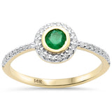 .43ct G SI 14K Yellow Gold Round Diamond & Emerald Gemstone Ring Size 6.5