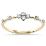 Anillo de banda de oro amarillo de 14 quilates con flores de diamantes múltiples de .13ct G SI, talla 6.5
